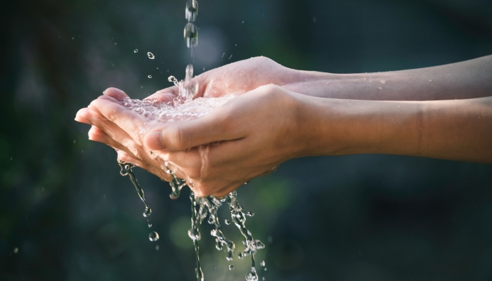 water in hands