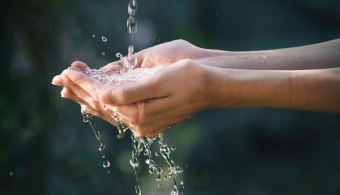 water in hands